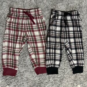 Plaid Knit Jogger Pants - Red & Black Sets